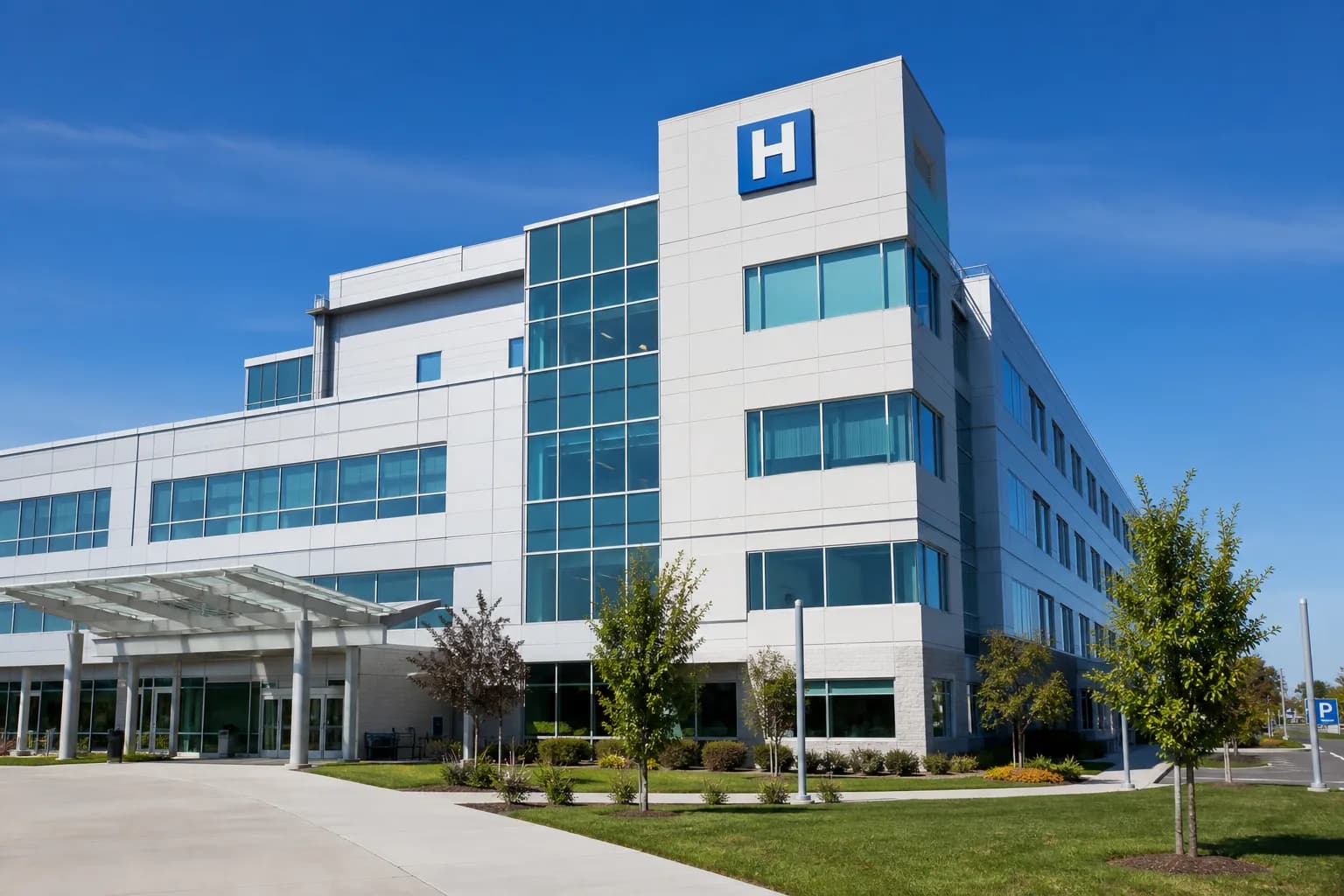 Modern hospital building exterior
